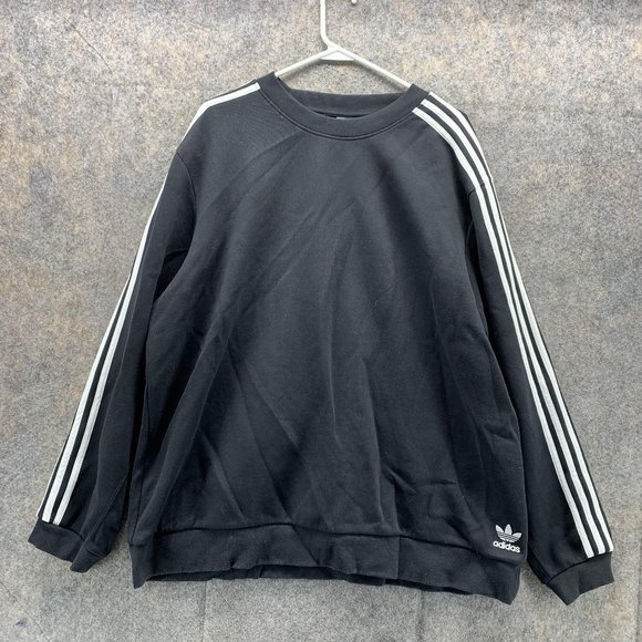 Adidas Sweater Men 2XL Adult Black White Crewneck Pullover Outdoors Logo - Picture 1 of 11